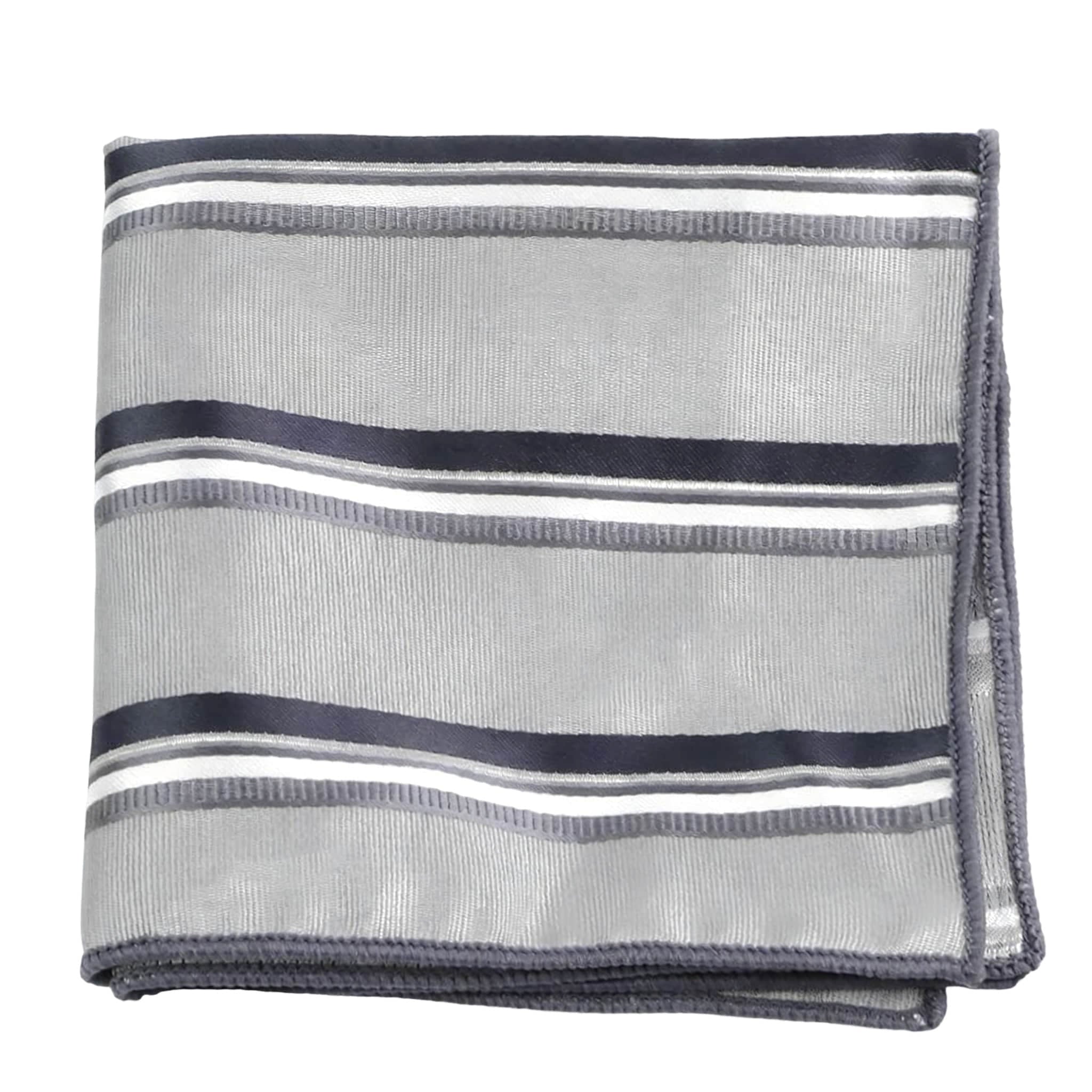 Gray Black Striped Pocket Square