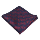 Navy Blue Red Geometric Pocket Square