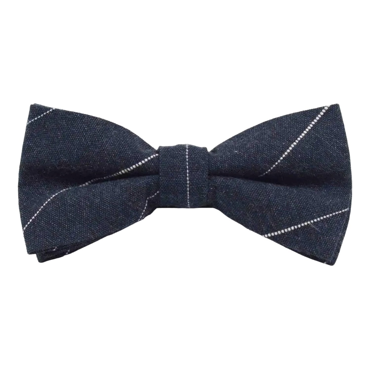 Navy Blue With White Striped Bowtie