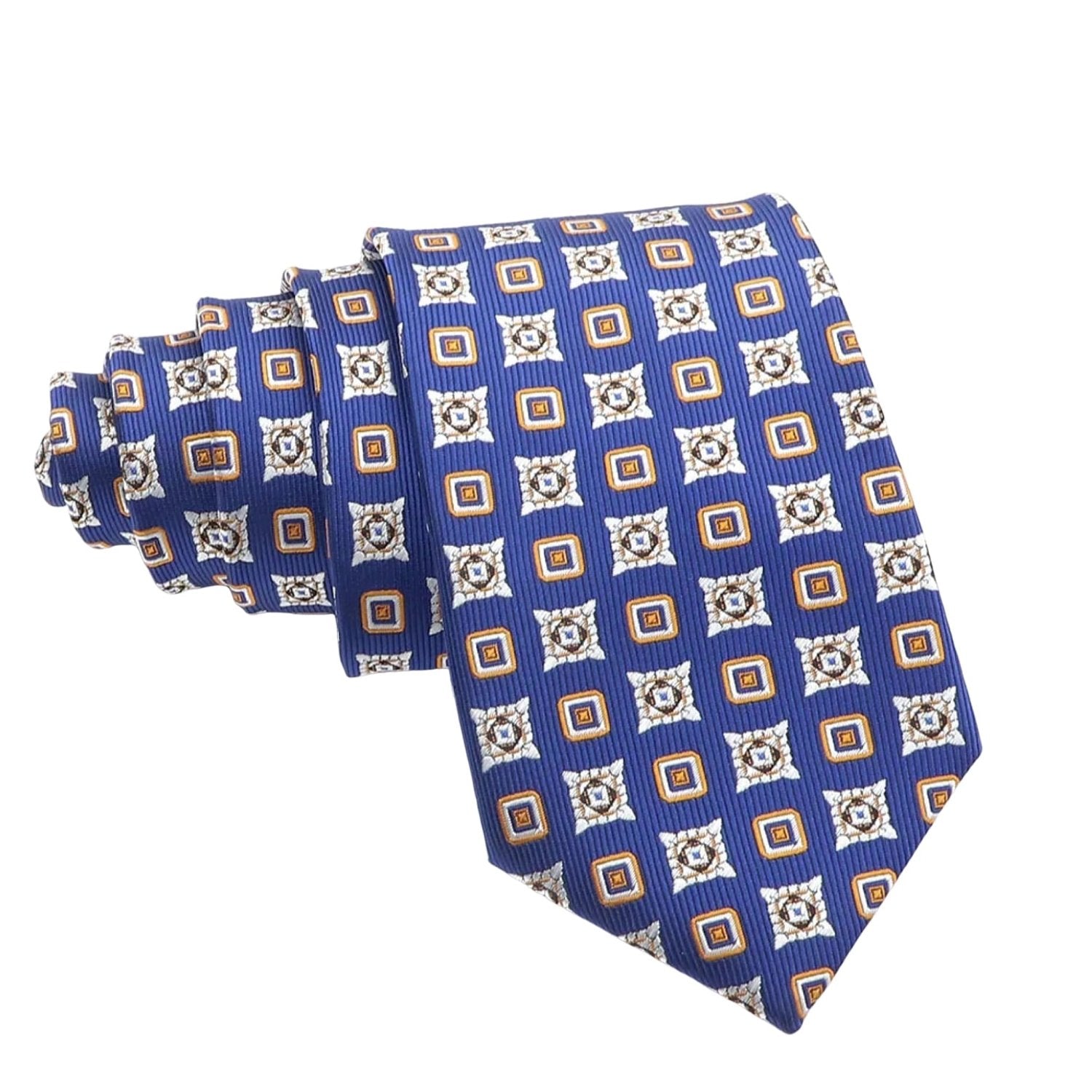 Navy Blue With White Abstract Necktie