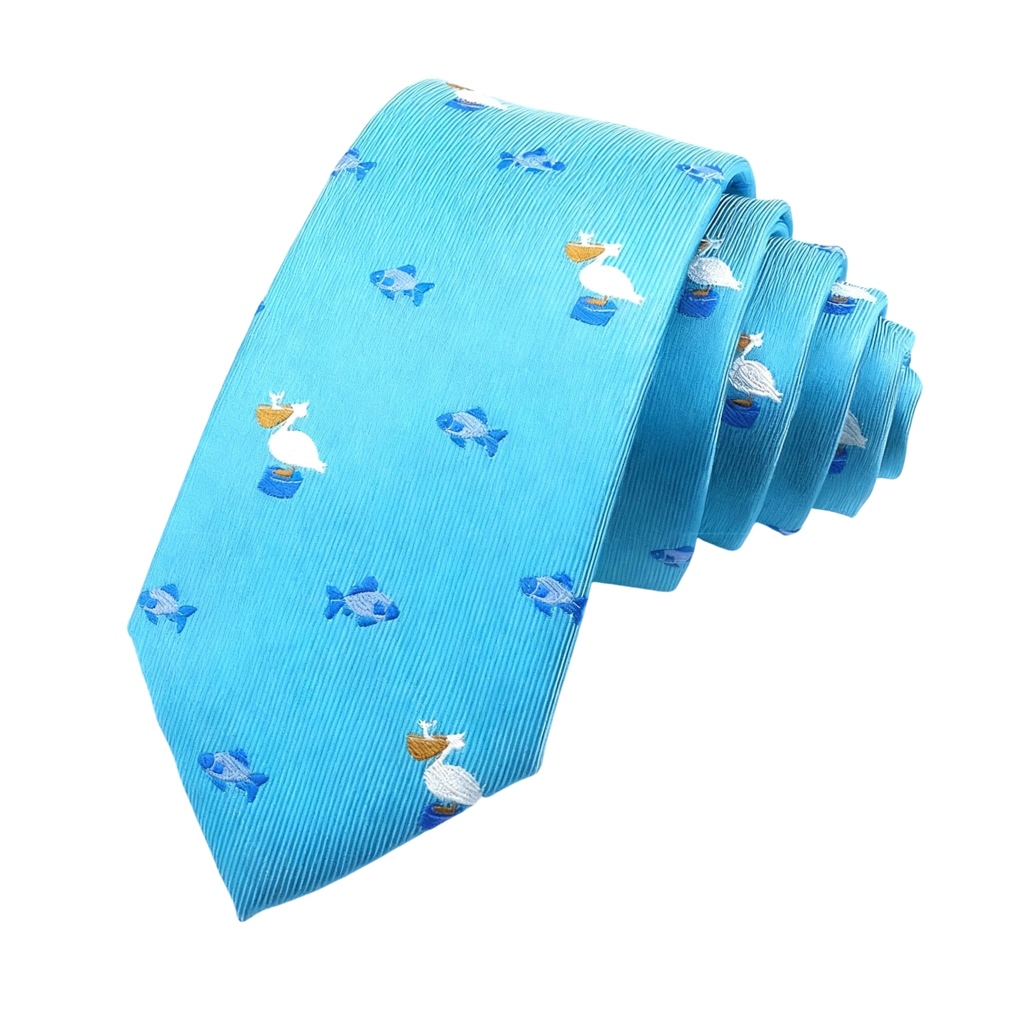 Blue White Pelican Necktie