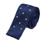 Navy Pink Dot Knitted Necktie