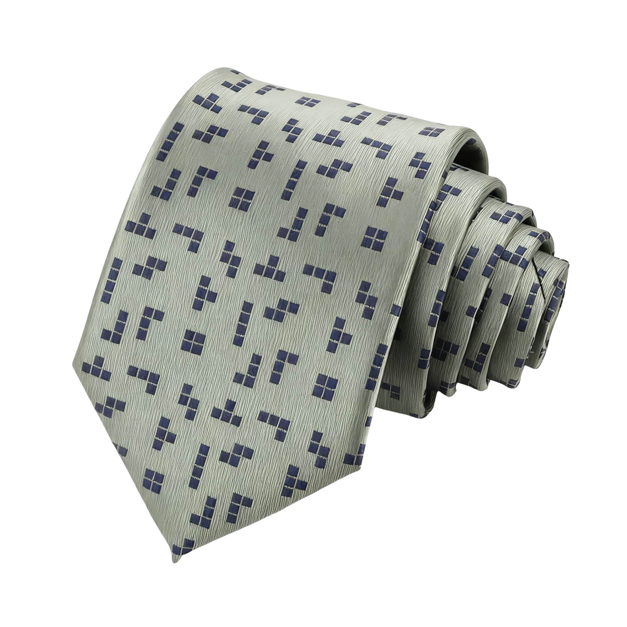 Sage Green Navy Blue Geometric Necktie