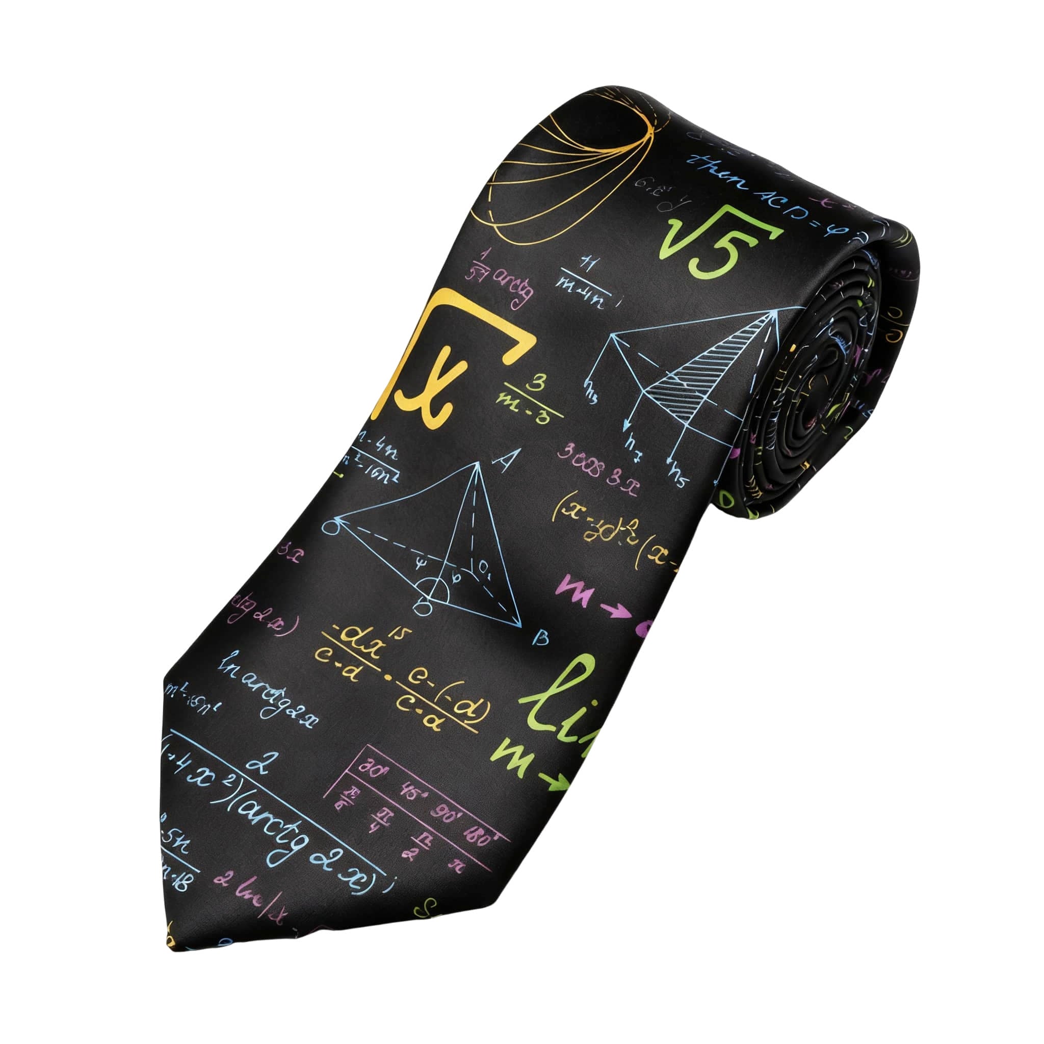 Black Multicolor Math Necktie