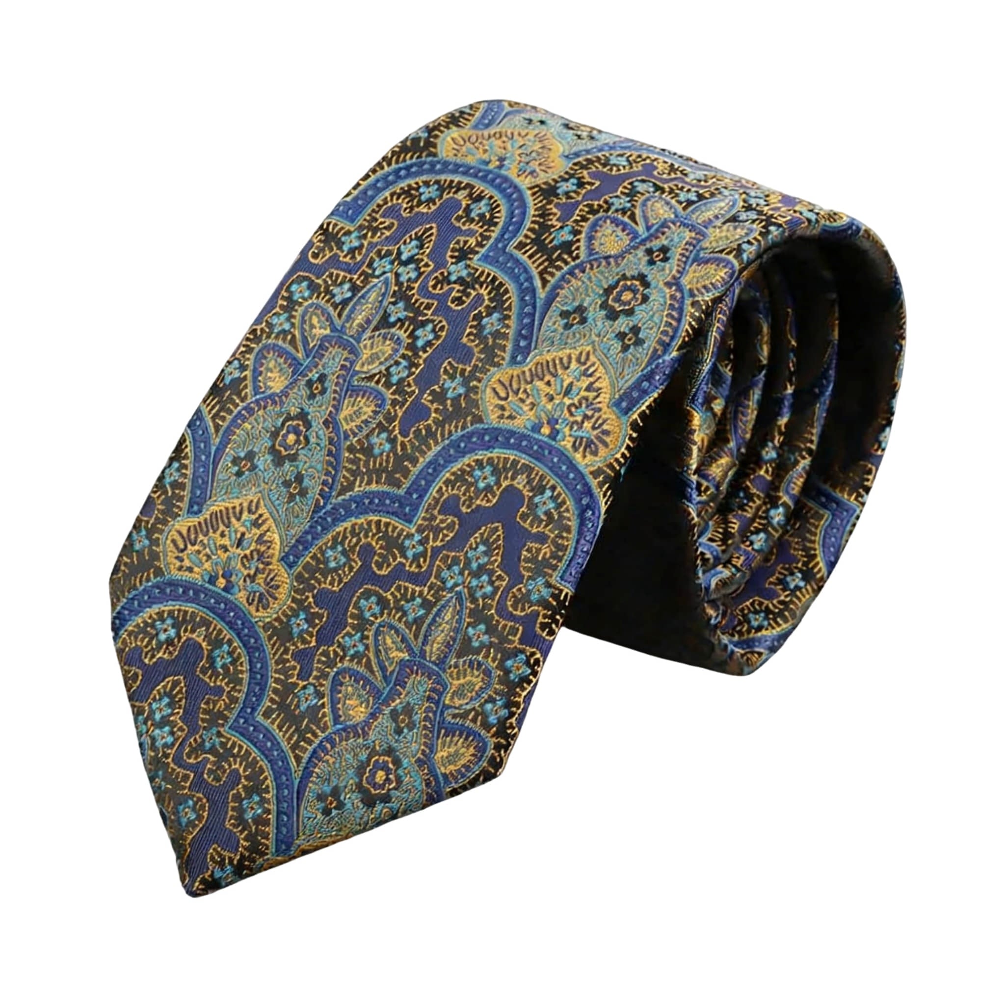 Blue Yellow Paisley Necktie