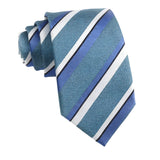 Teal Blue White Striped Necktie