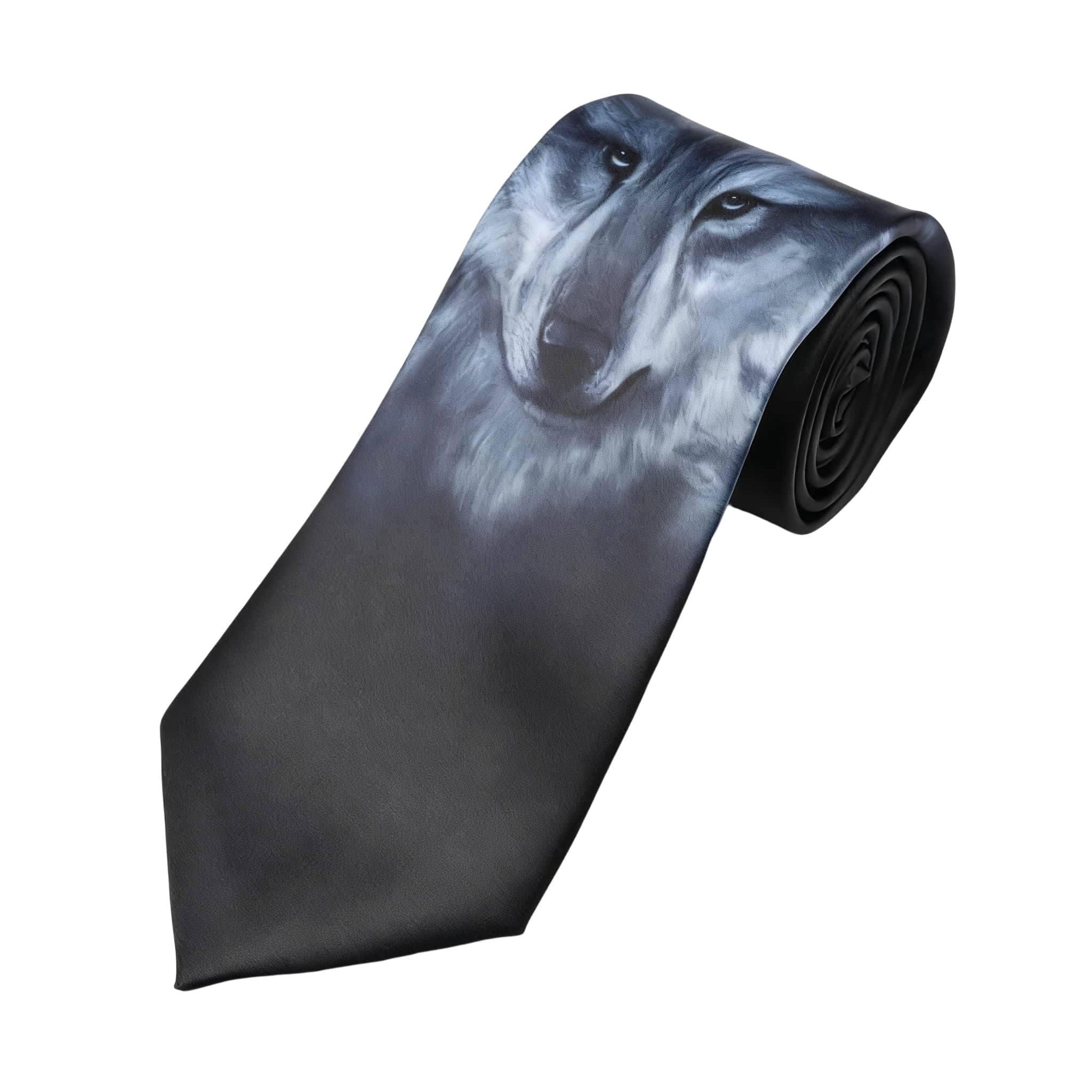 Black Gray Wolf Necktie