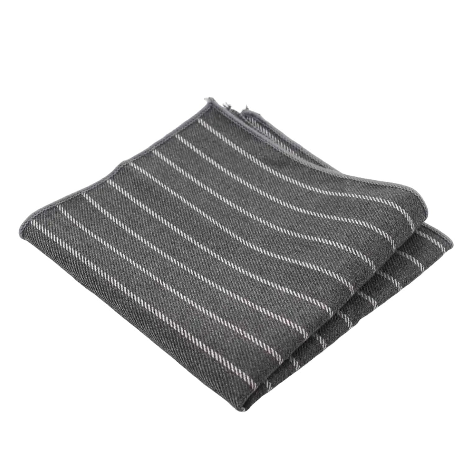 Gray with White Stripe Pocket Square