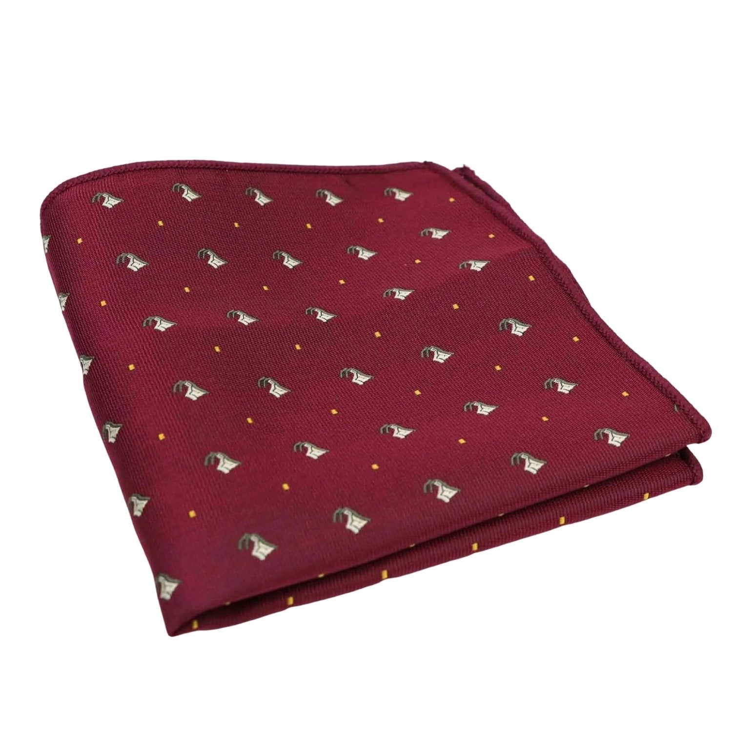 Maroon With Yellow Bell Dot Pocket Square