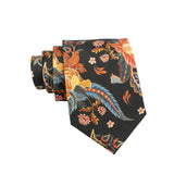 Black Orange Floral Necktie