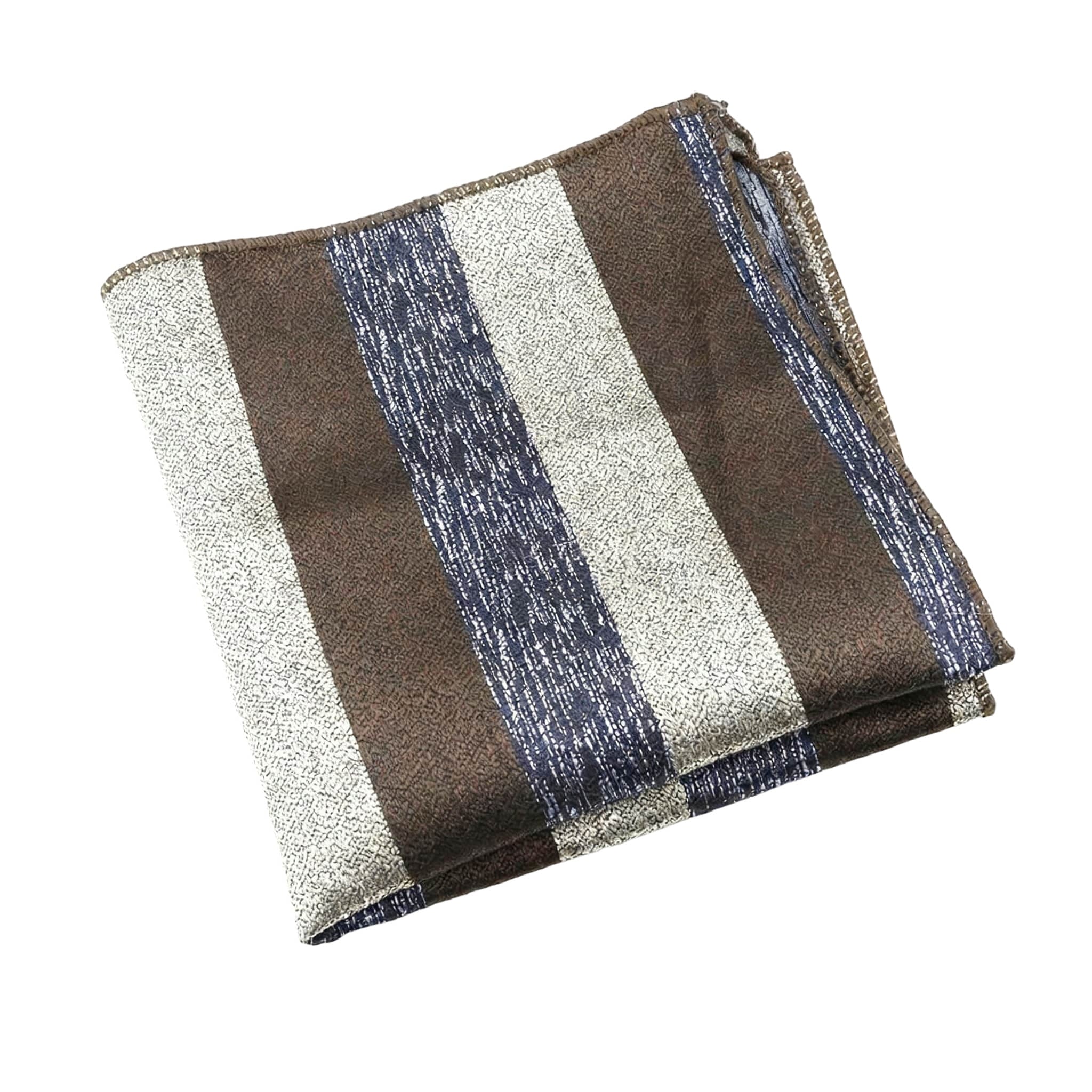 Brown Blue Striped Pocket Square