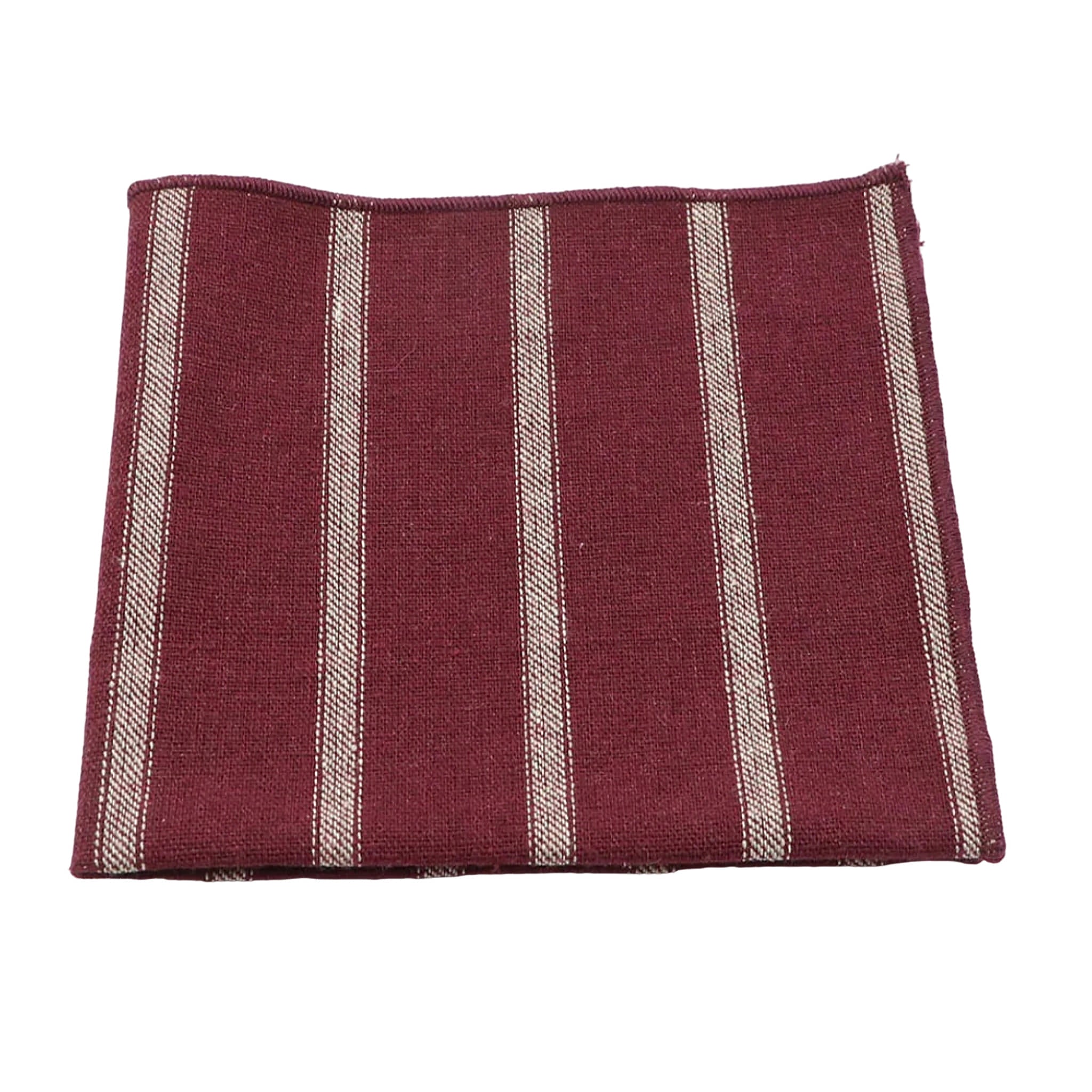 Burgundy Beige Striped Pocket Square