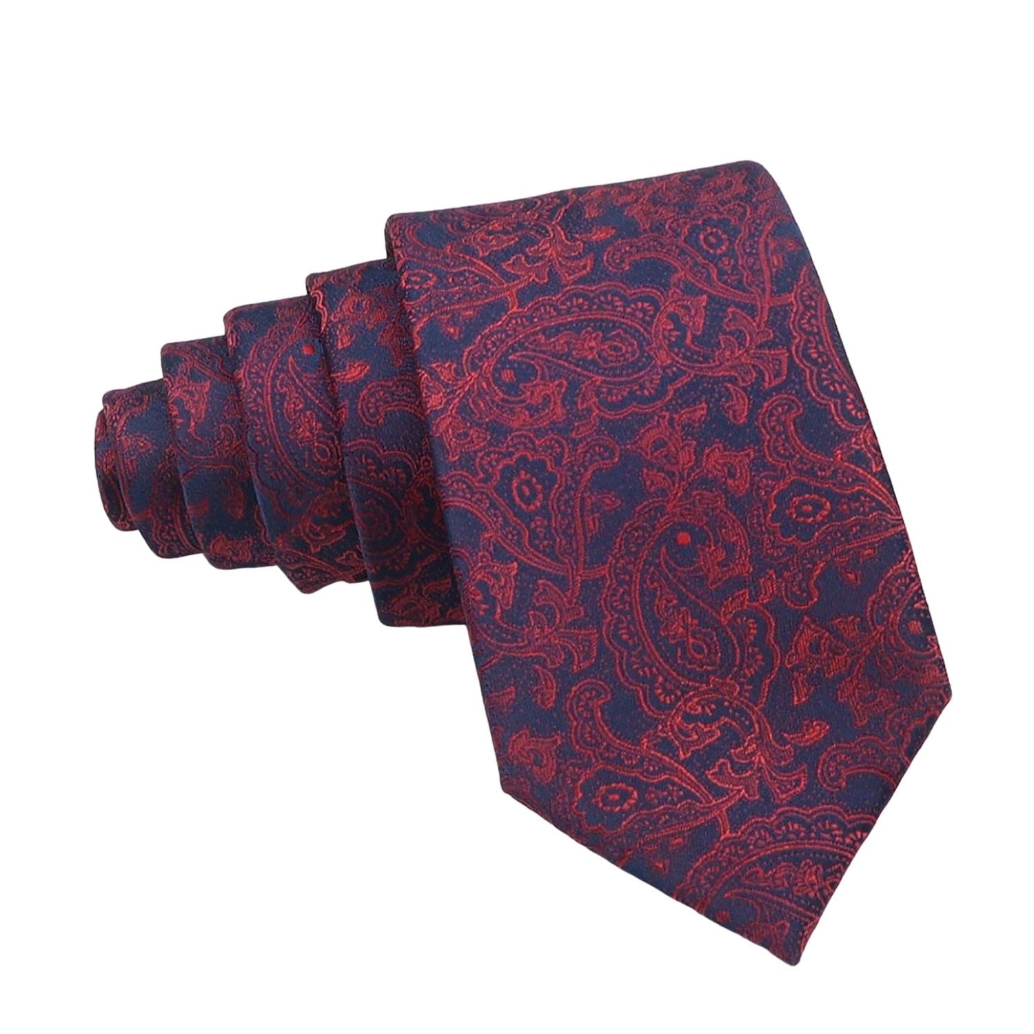 Dark Blue With Red Paisley Necktie