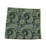 Black Green Paisley Pocket Square