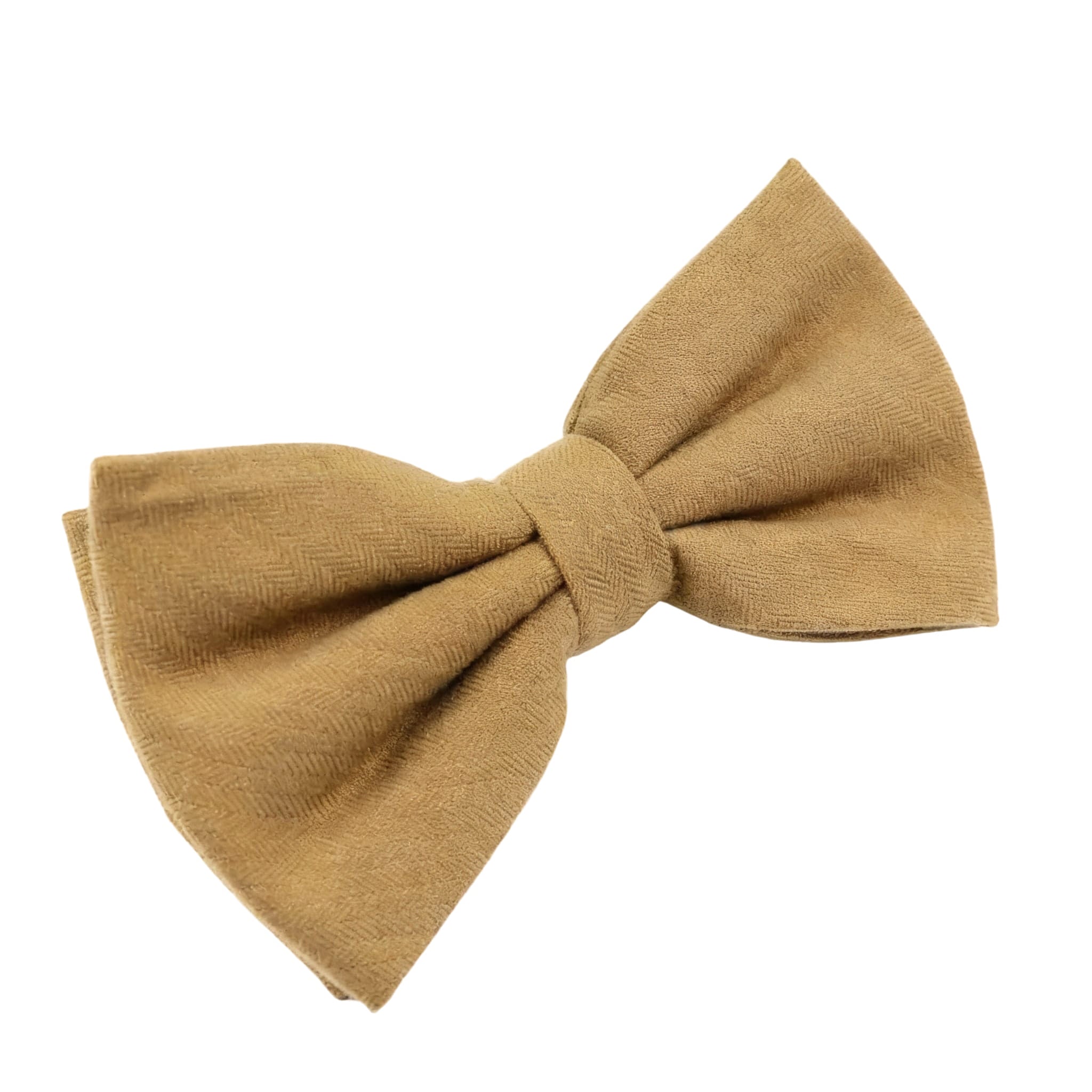 Camel Herringbone Bow Tie