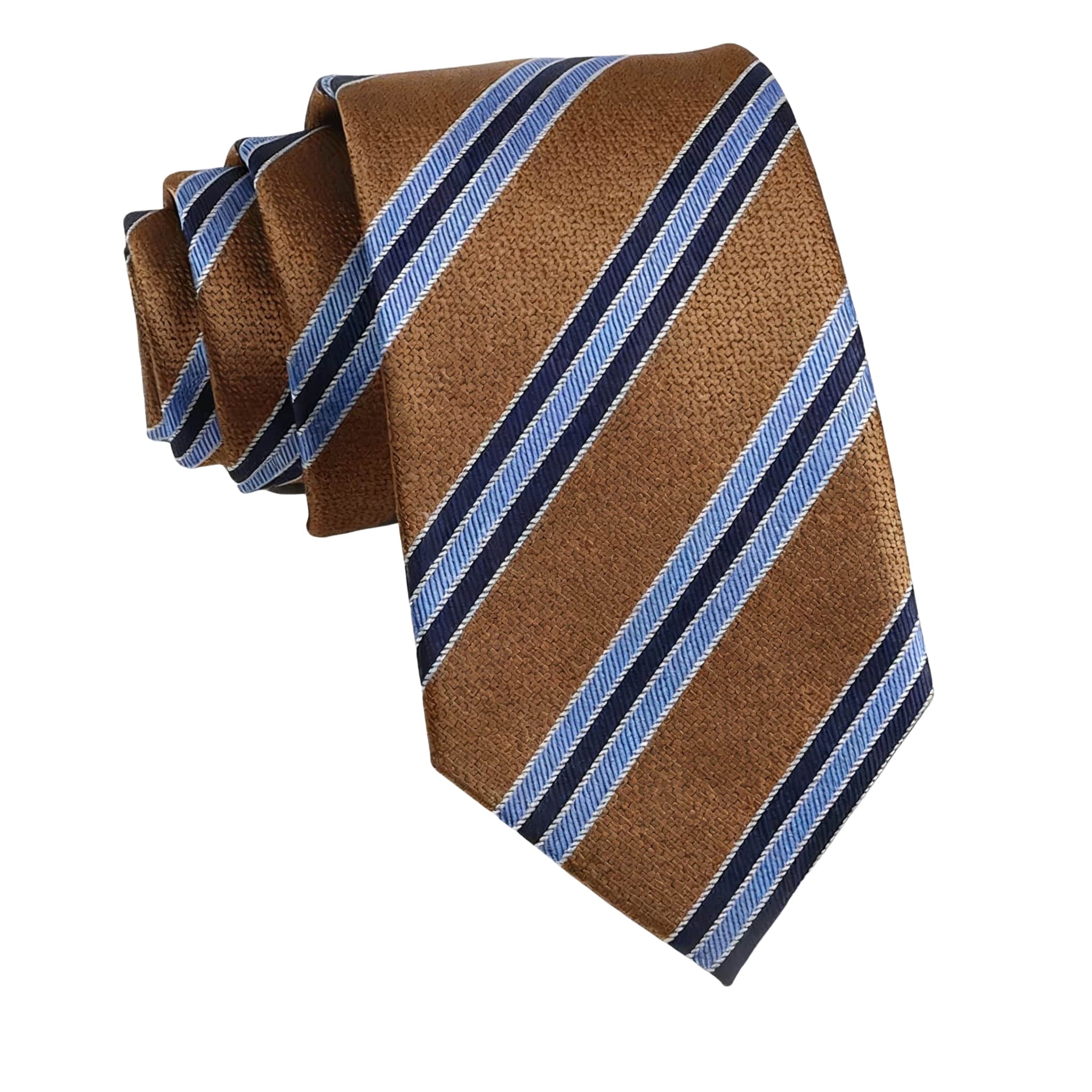 Brown Blue Striped Necktie