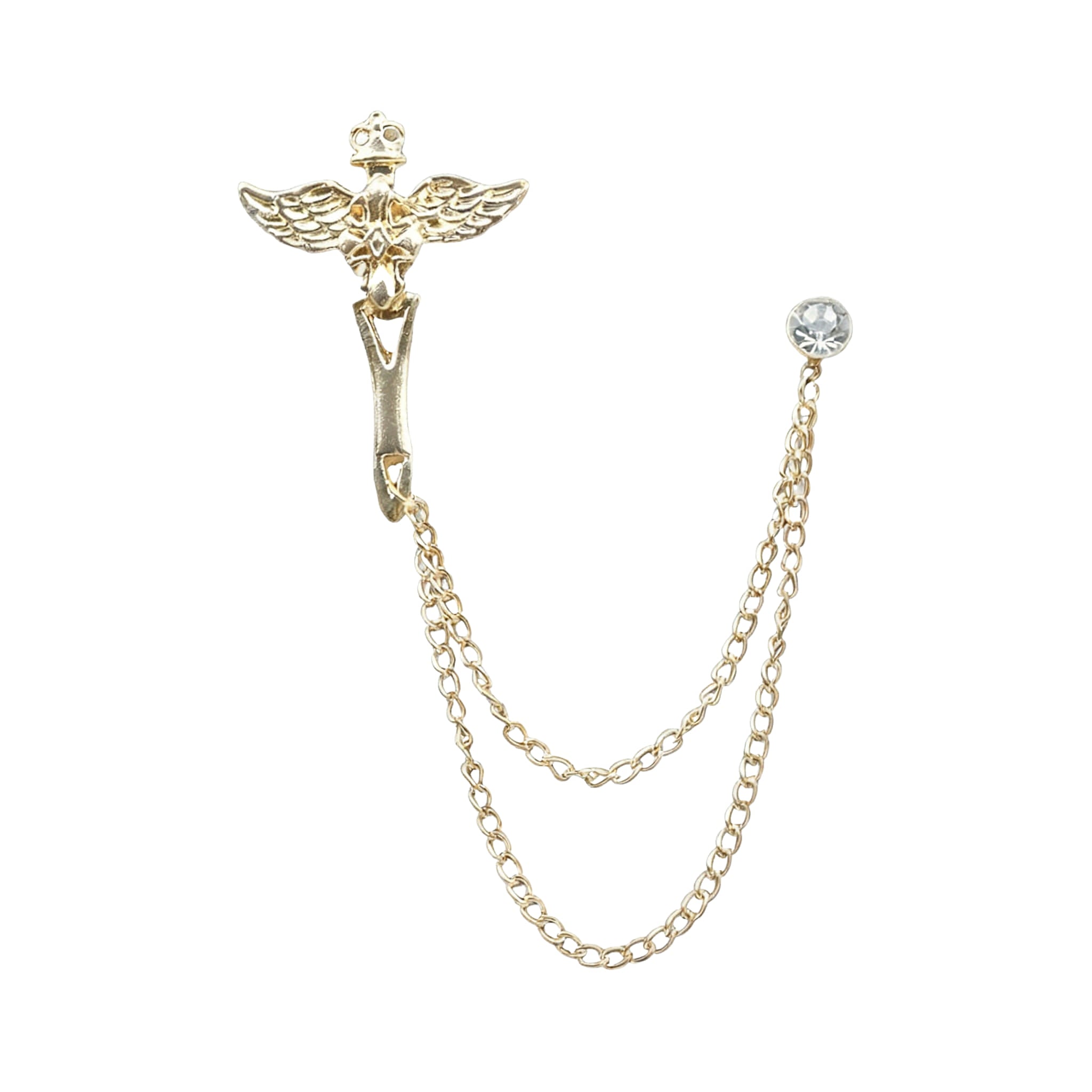 Gold White Winged Lapel Pin