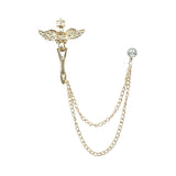 Gold White Winged Lapel Pin