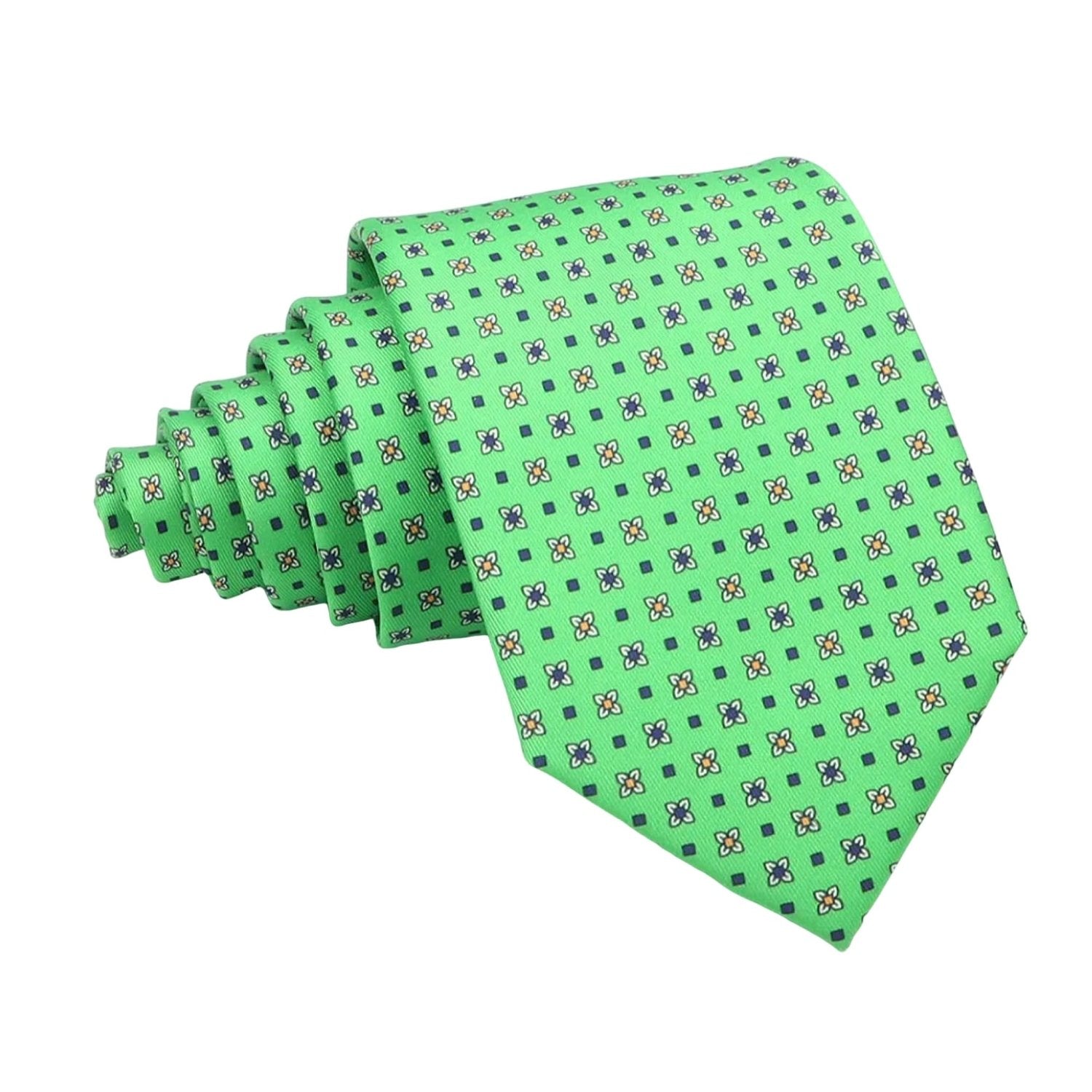 Green With Blue Floral Necktie