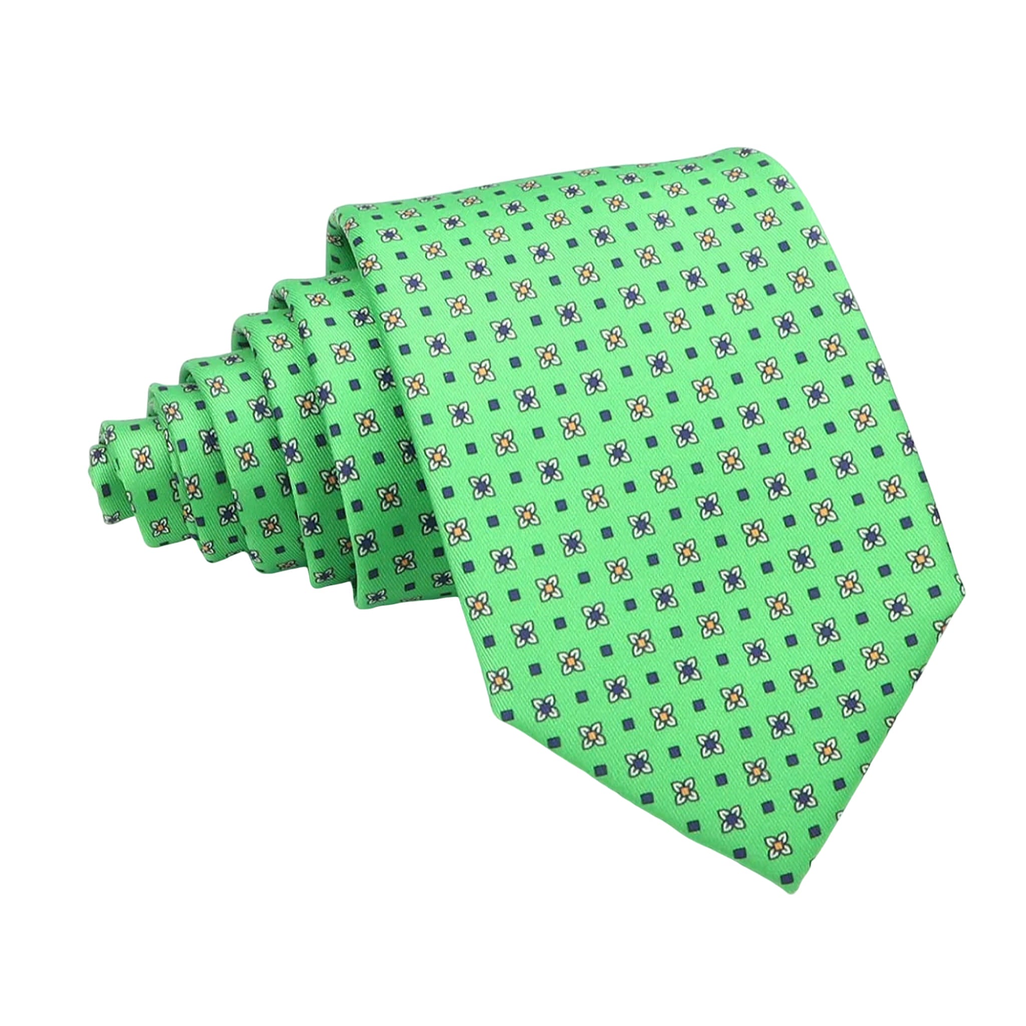 Green Orange Floral Necktie