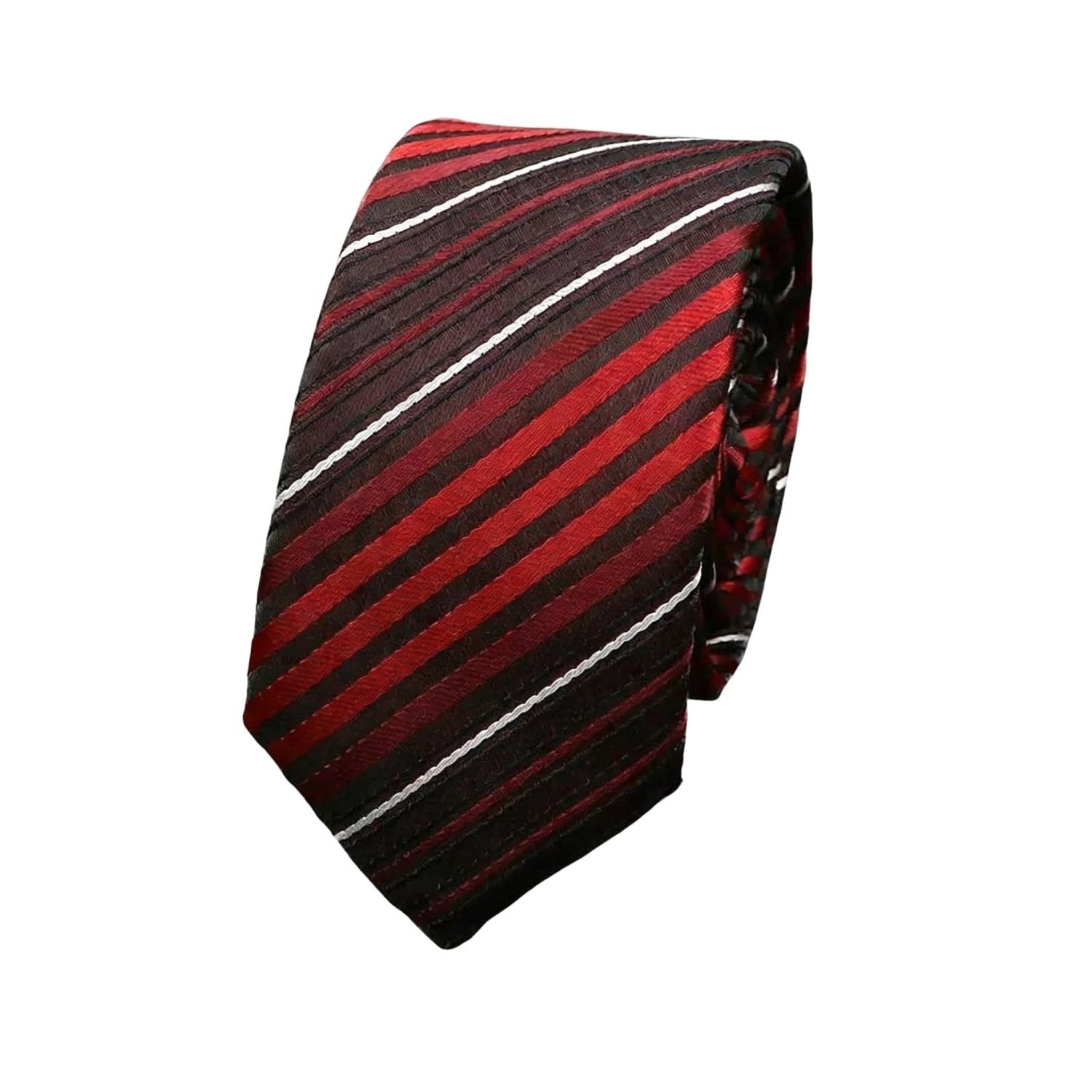Black With Red White Diagonal Stripes Necktie