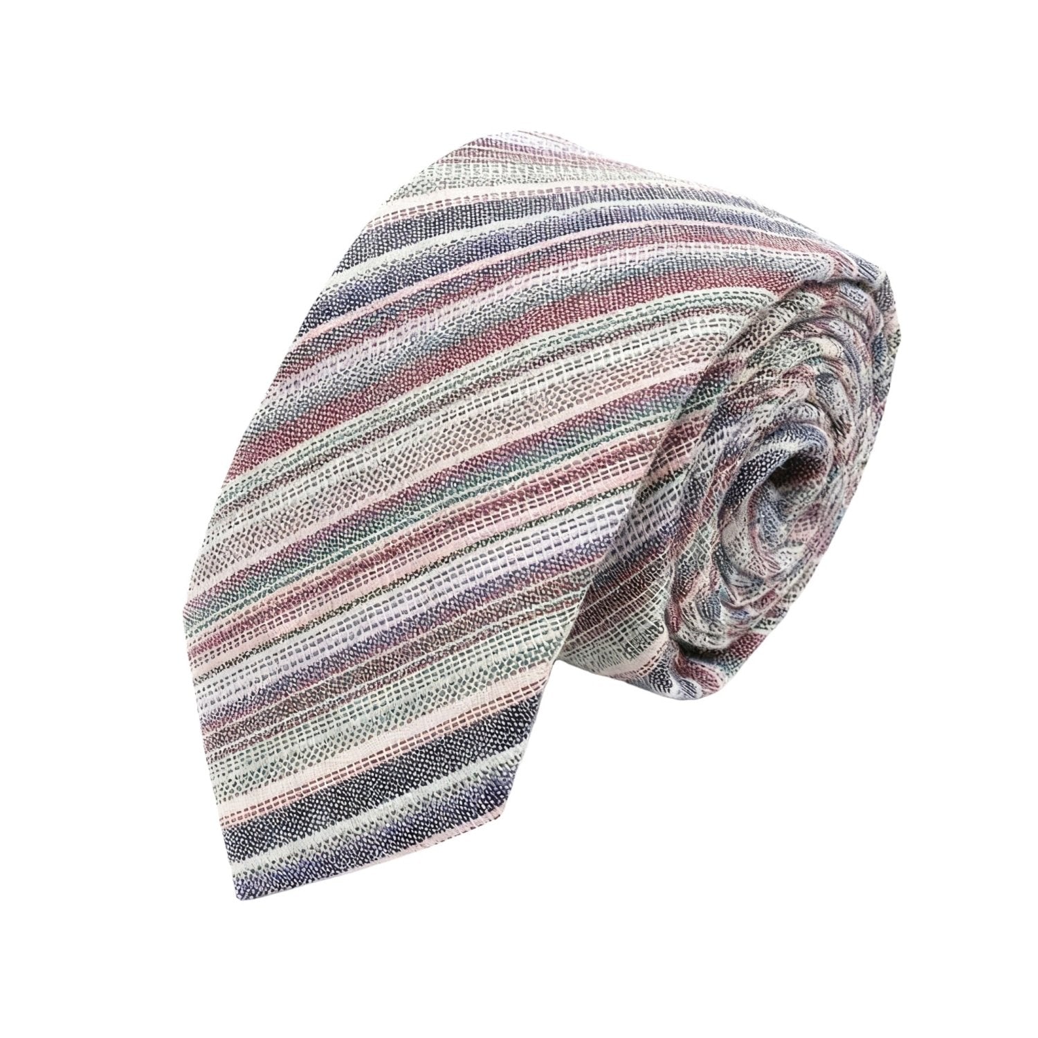 White With Multicolor Stripes Necktie