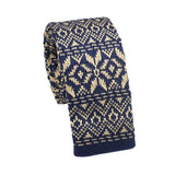 Navy Blue Beige Geometric Necktie