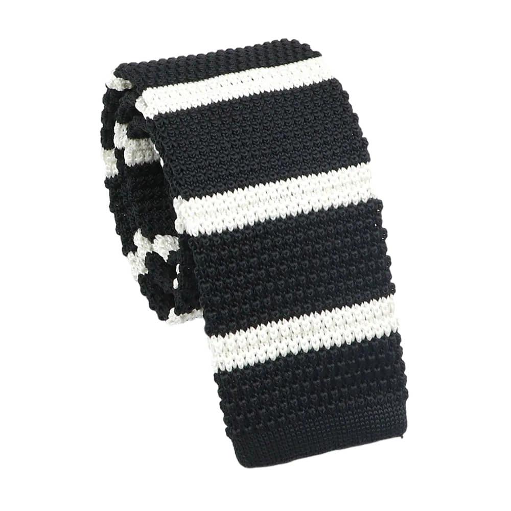 Black White Striped Necktie