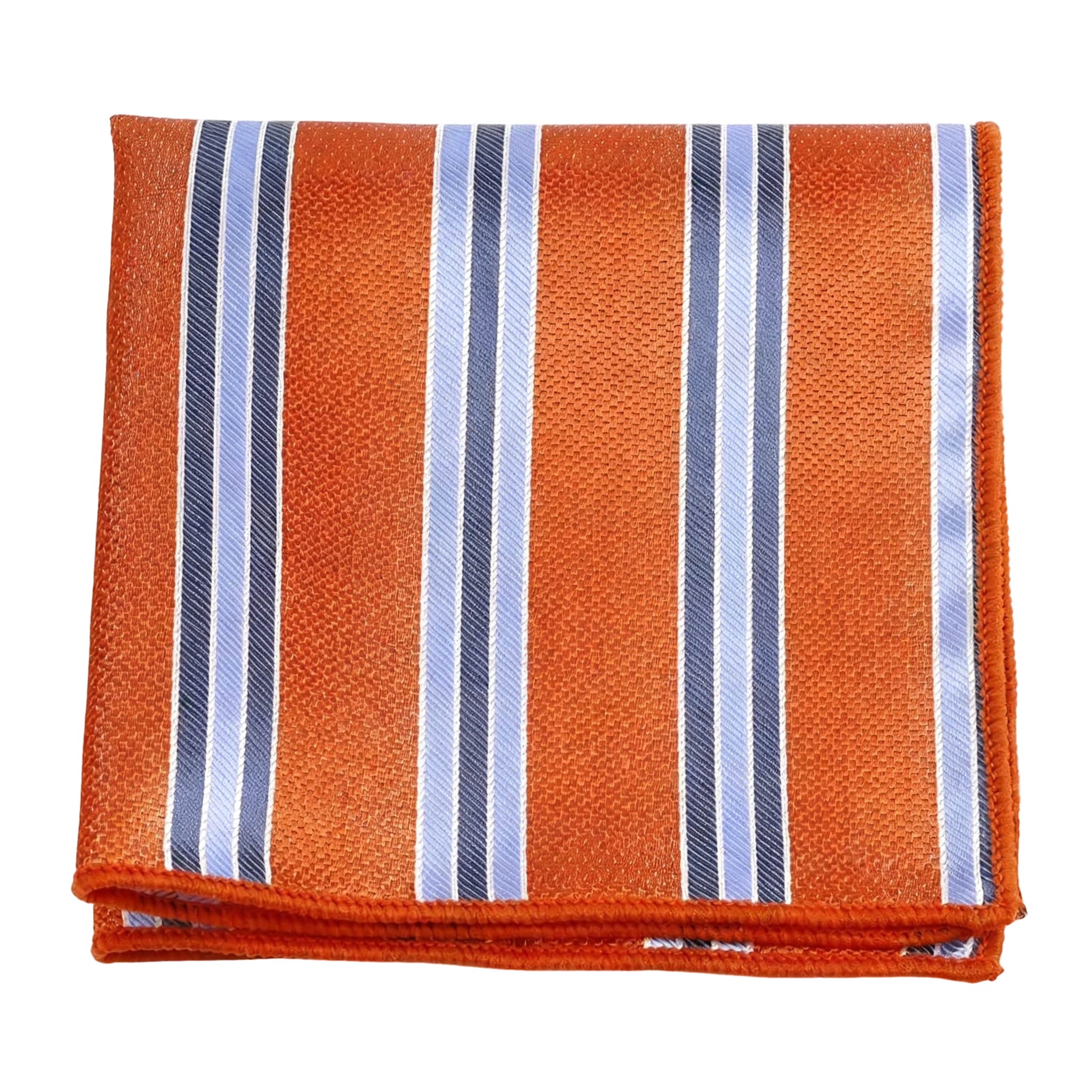 Orange Blue Striped Pocket Square