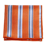 Orange Blue Striped Pocket Square