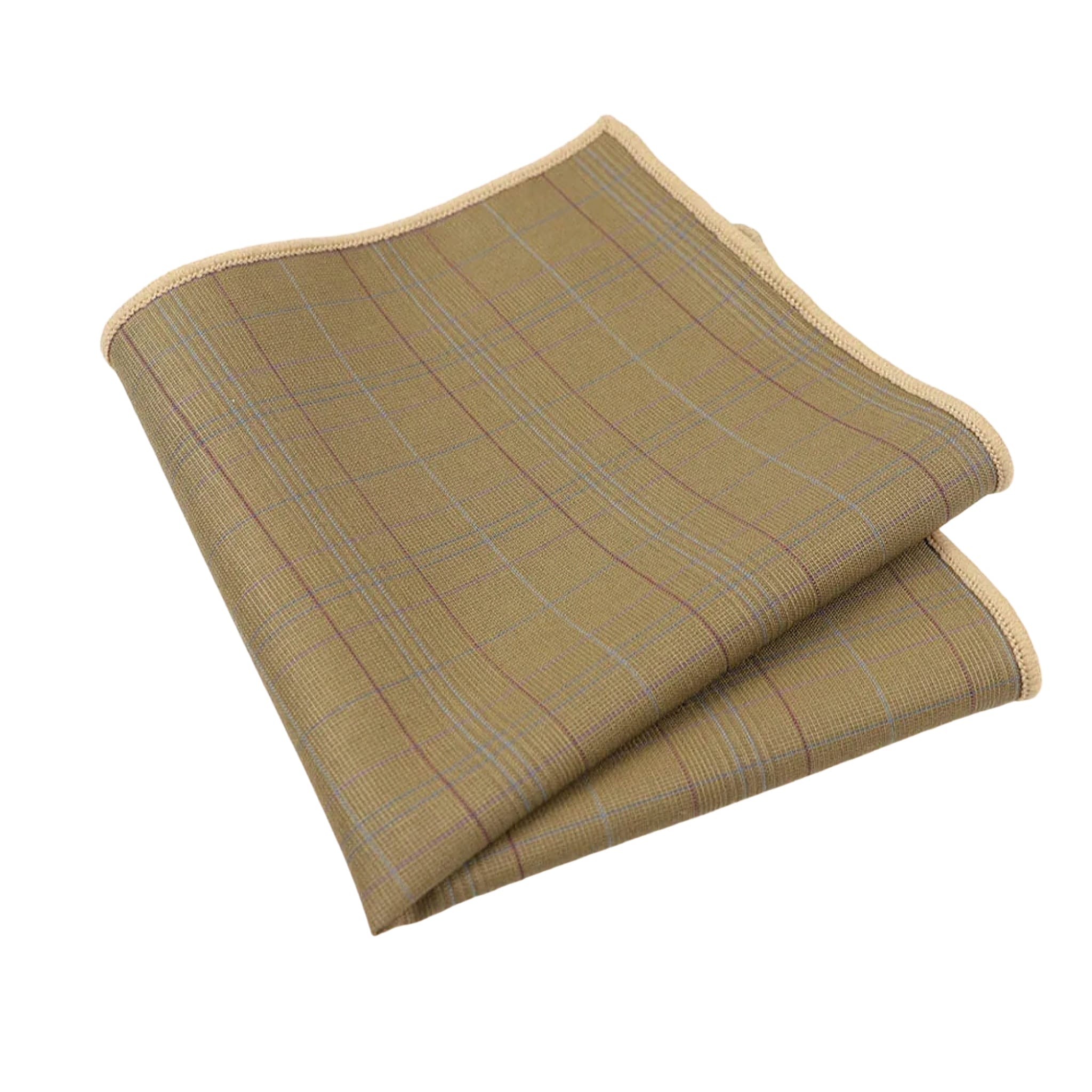 Beige Checked Pocket Square
