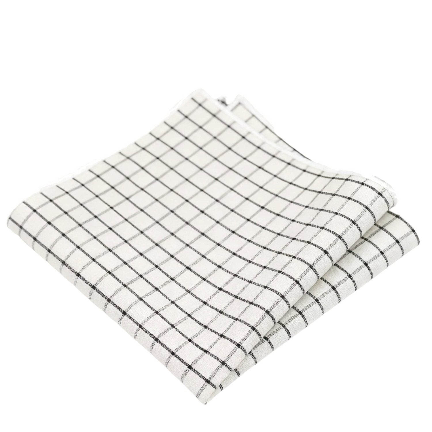 White With Black Grid Pocket Square