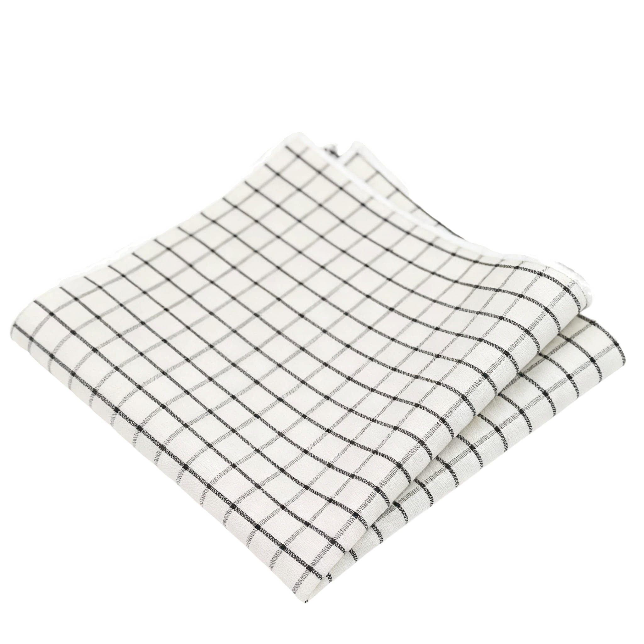 Beige Black Plaid Pocket Square