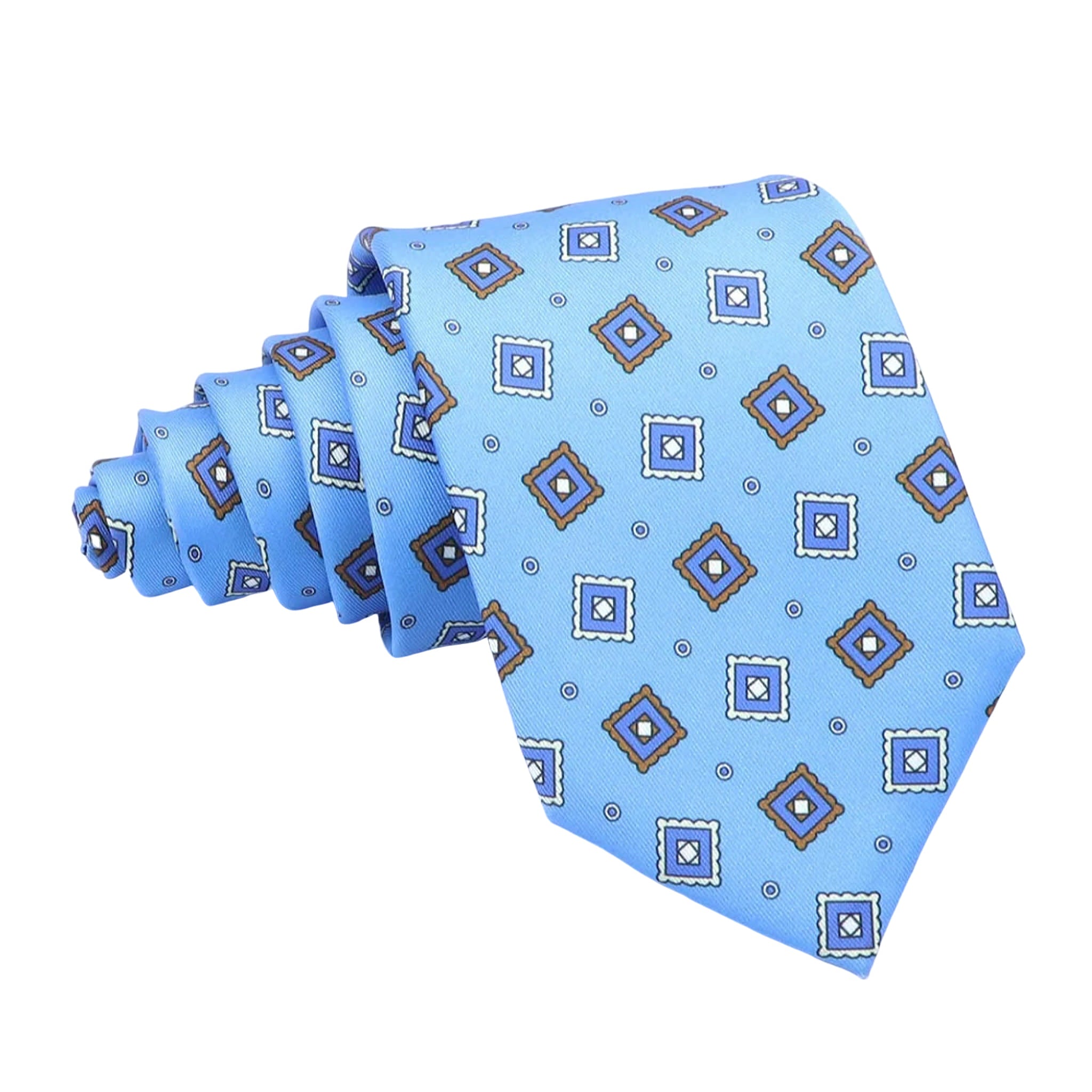 Light Blue With Brown Diamond Necktie