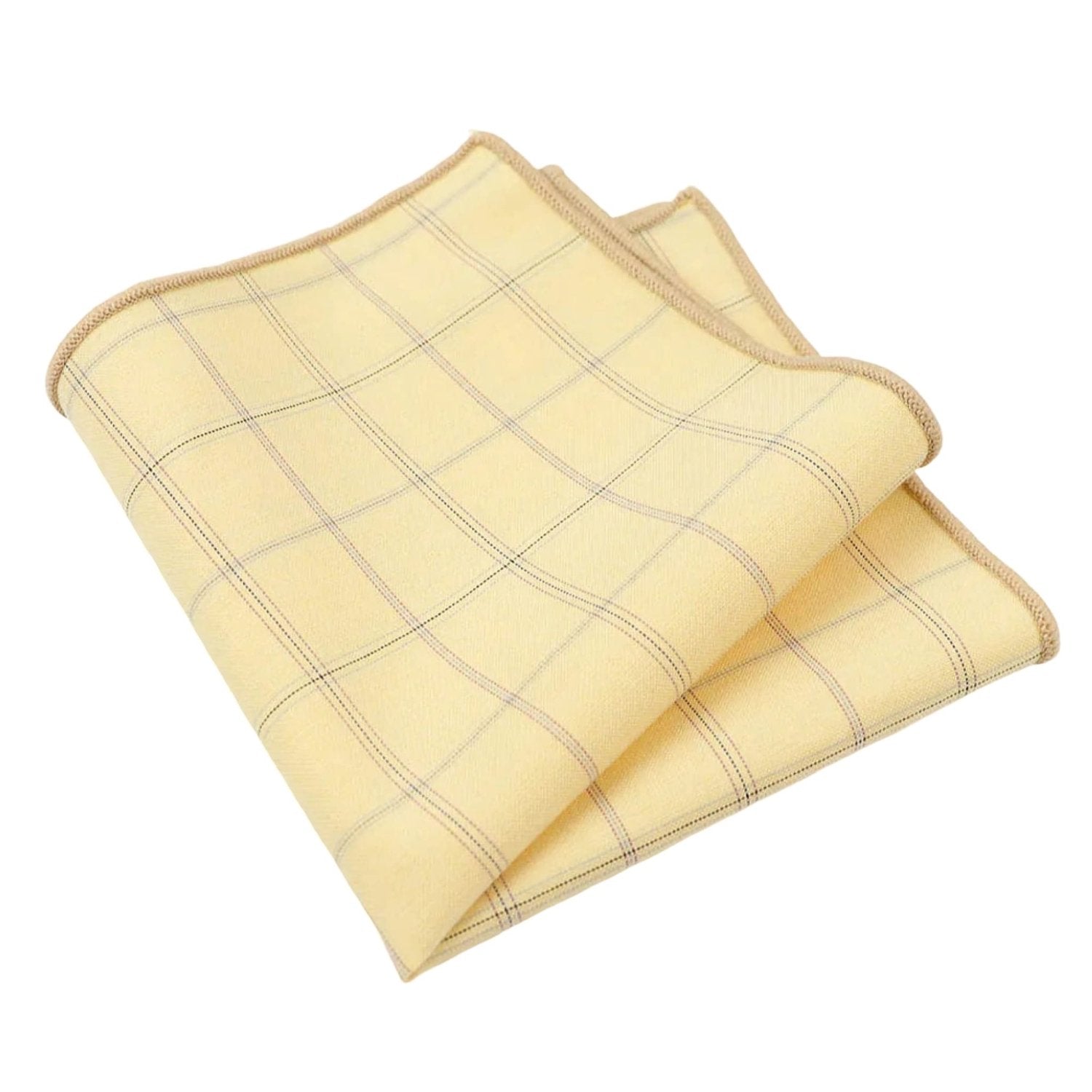 Beige With Gray Grid Pocket Square
