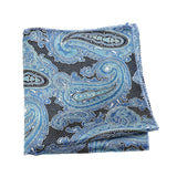 Blue Black Paisley Pocket Square