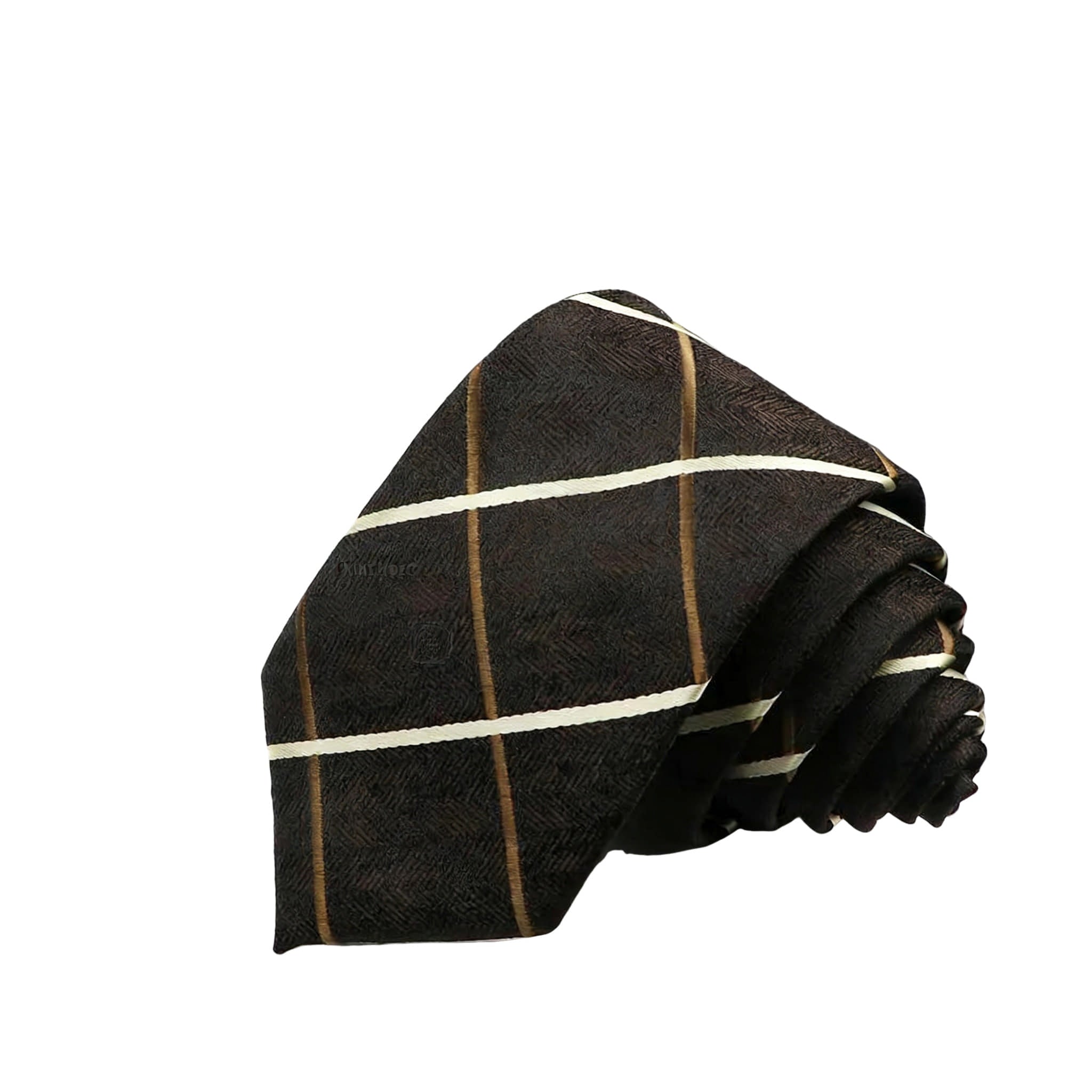Brown White Plaid Necktie