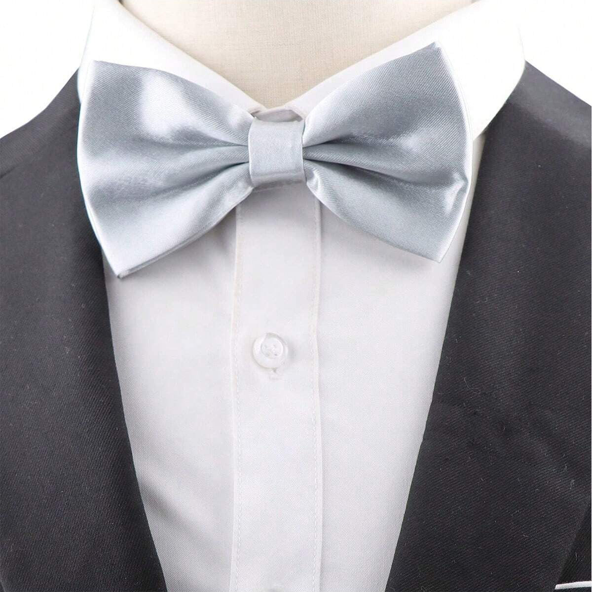 ZONFAZ Silk Solid Color Bowtie for Men Classical Formal Casual Wedding Business Bow Tie