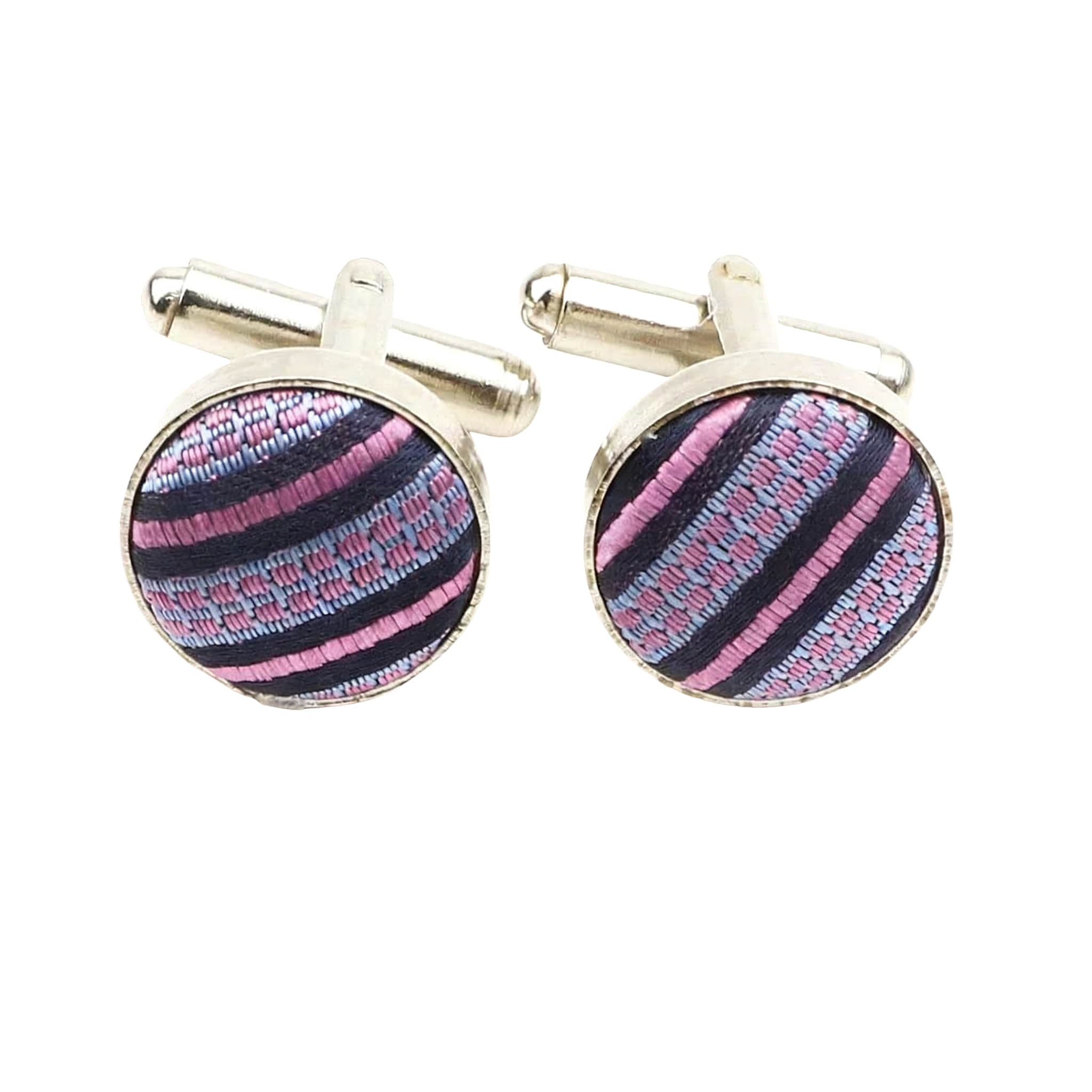 Blue Pink Striped Cufflink