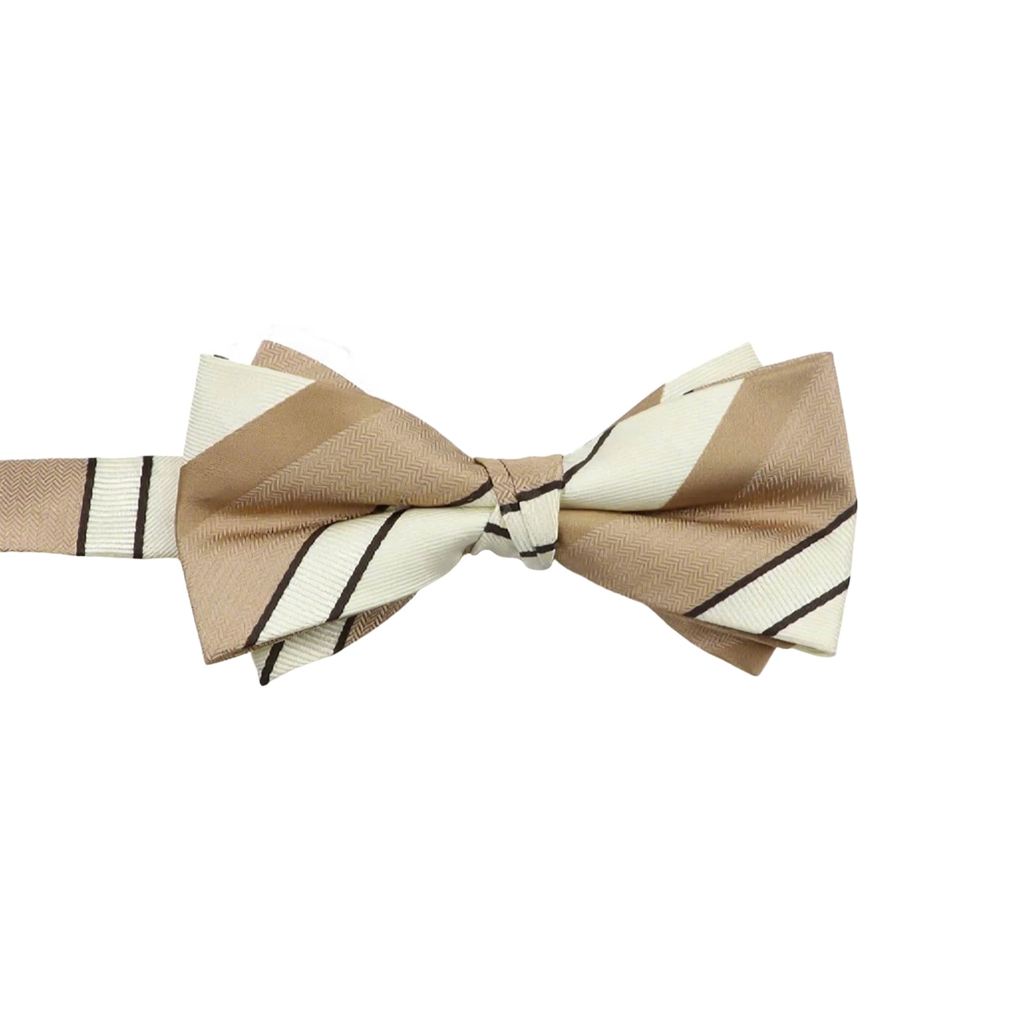 Beige Black Striped Bowtie