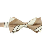 Beige Black Striped Bowtie
