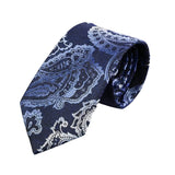Navy Blue Silver Paisley Necktie