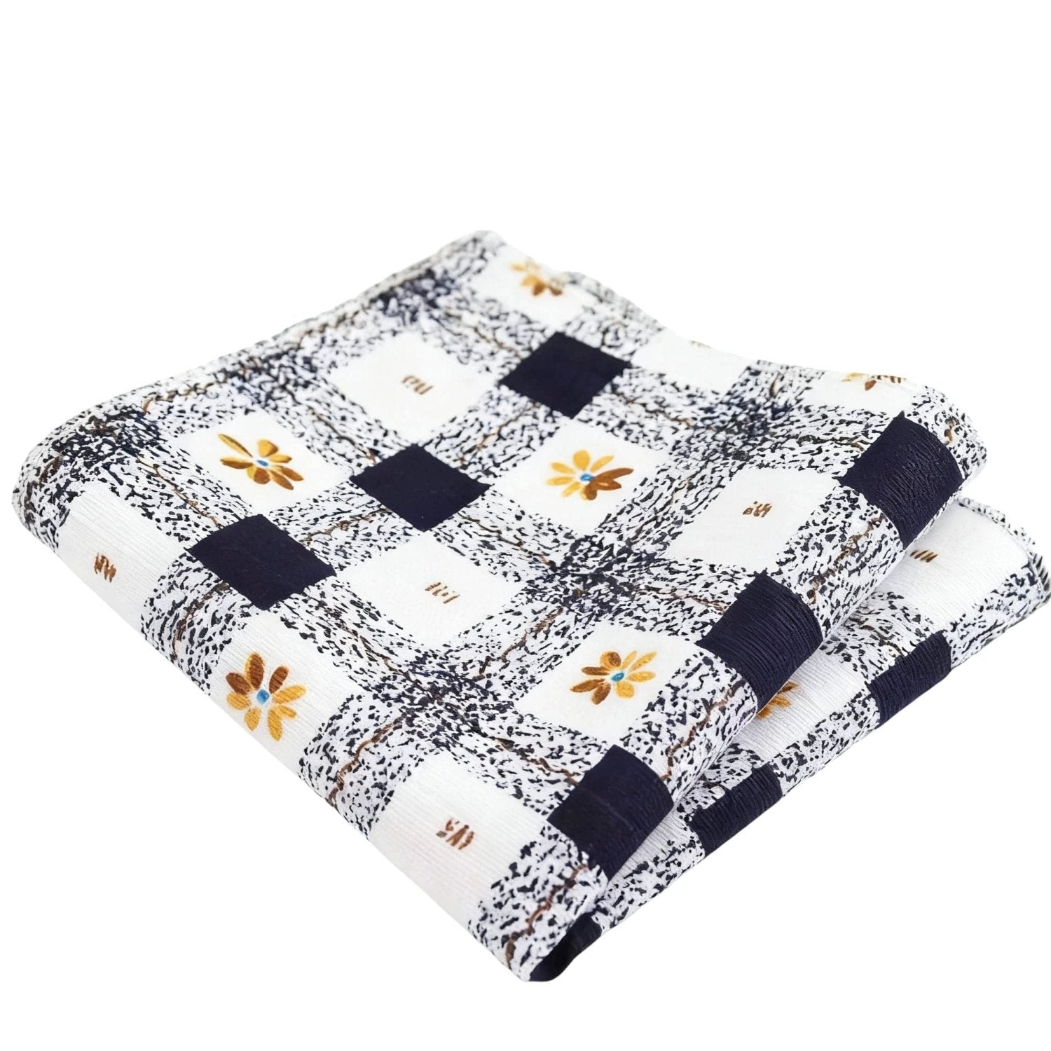 White With Yellow Flower Pocket Square