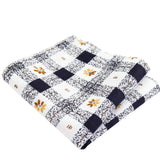 White Navy Flower Pocket Square