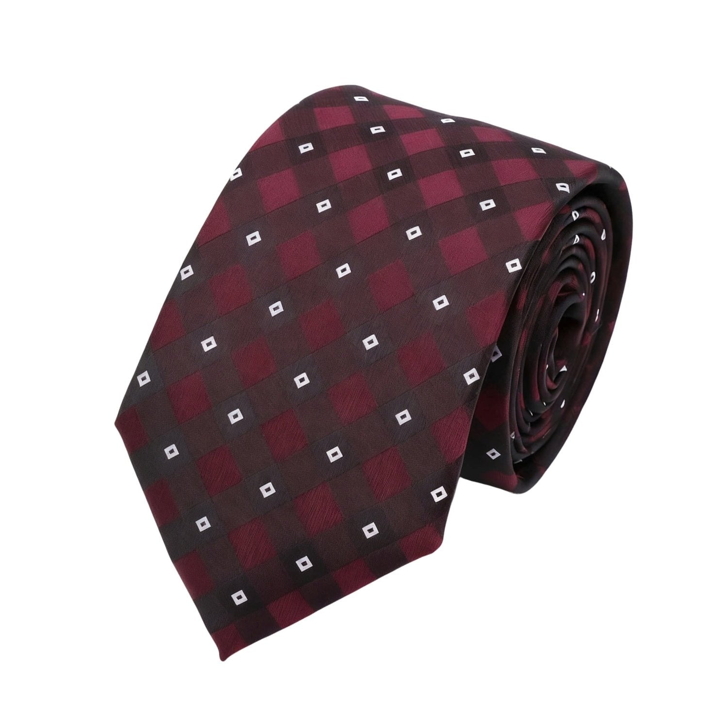 Maroon with Black White Checkered Necktie