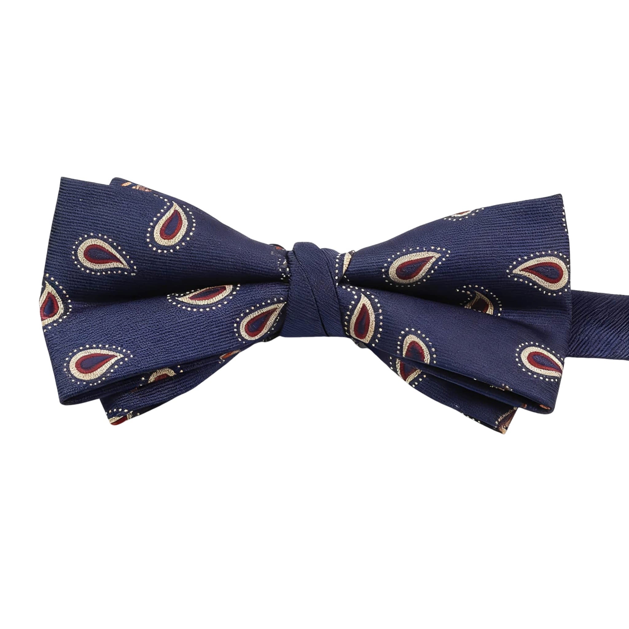 Navy Blue Red Paisley Bowtie