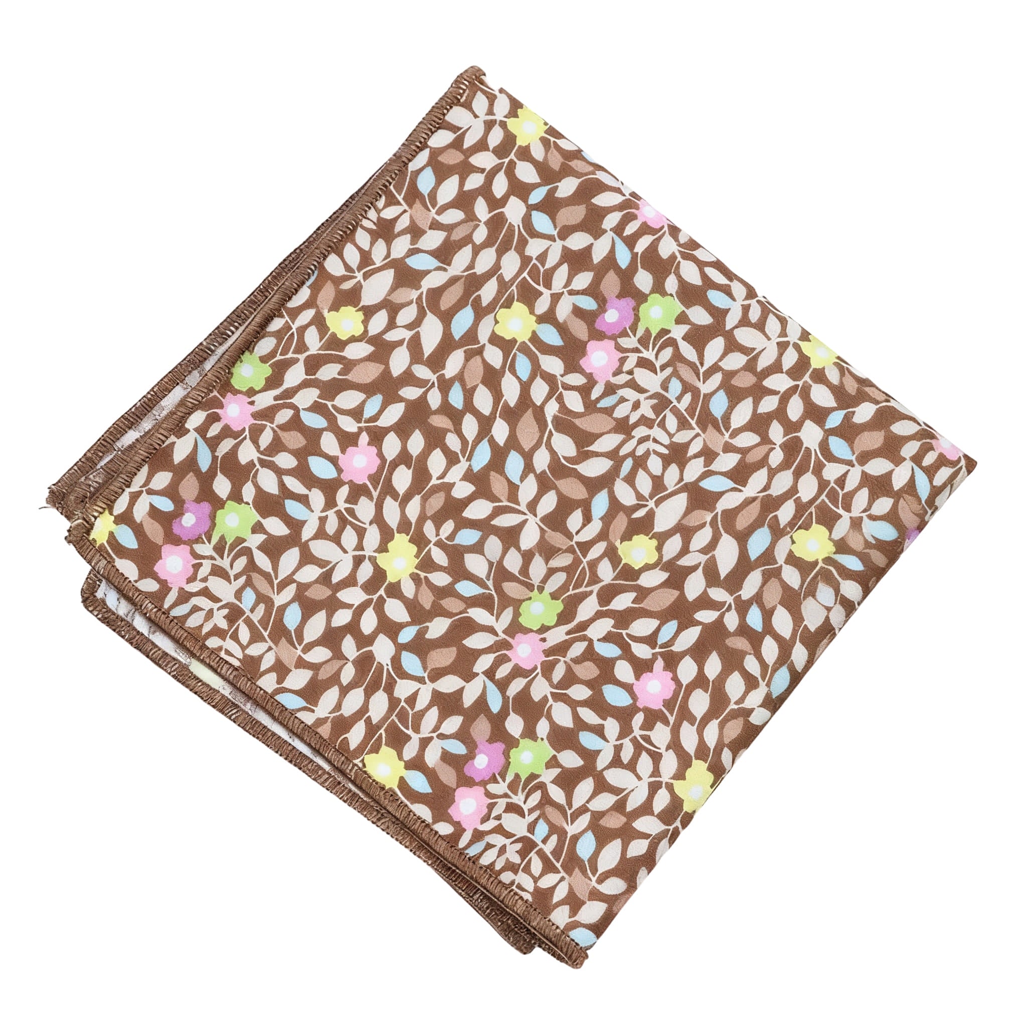 Brown Multicolor Floral Pocket Square
