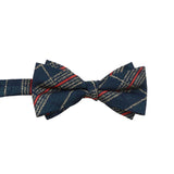 Navy Blue Red Plaid Bowtie