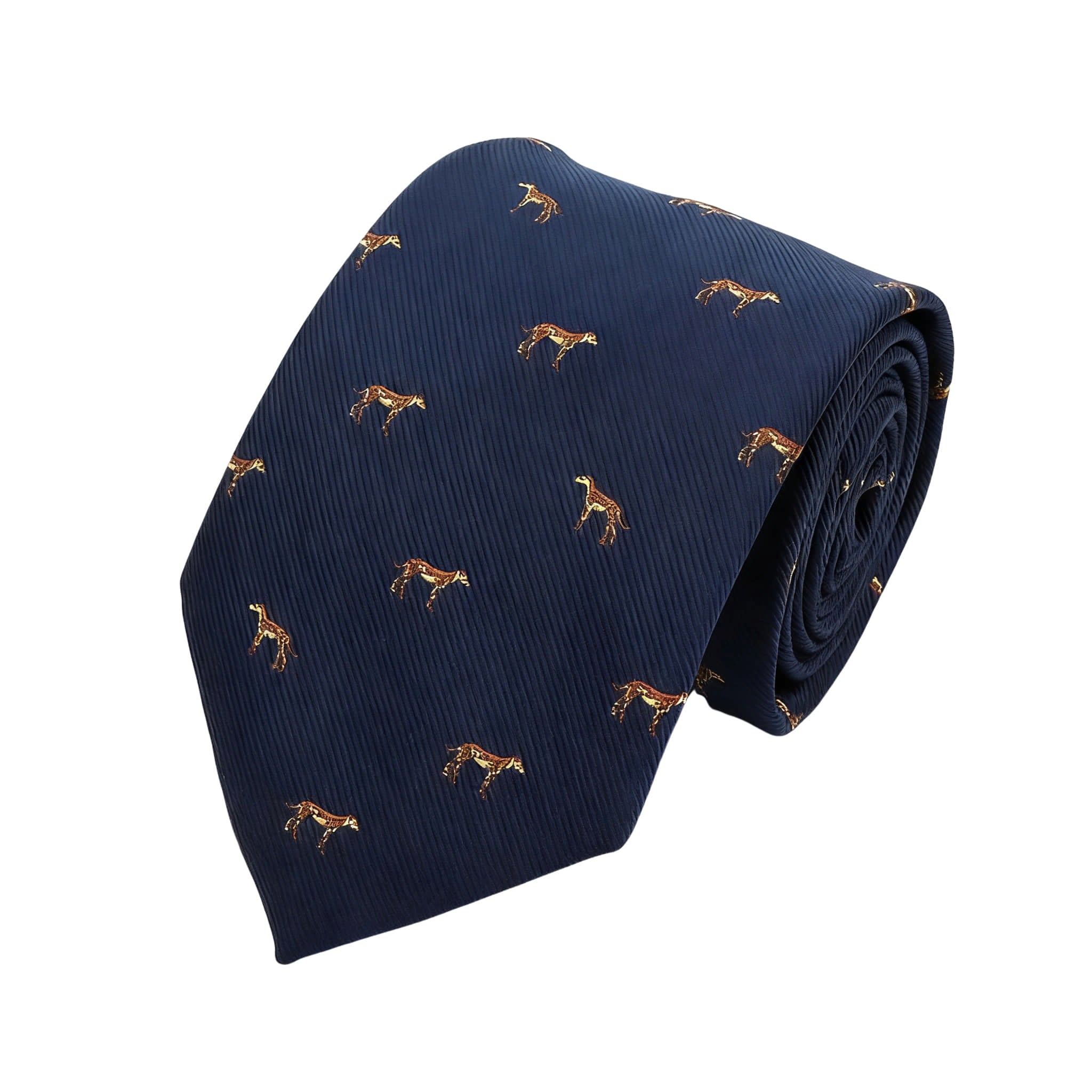 Navy Blue Brown Hound Necktie