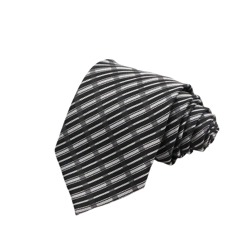 Black White Striped Necktie